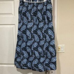 Like new J.Crew Collection Floral Blue and Black maxi Skirt size L